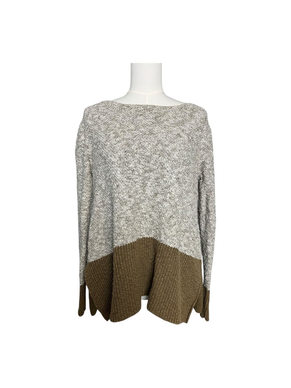 L.L. Bean Womens Sweater Linen Cotton Blend Nubby knit Pullover Neutral Medium